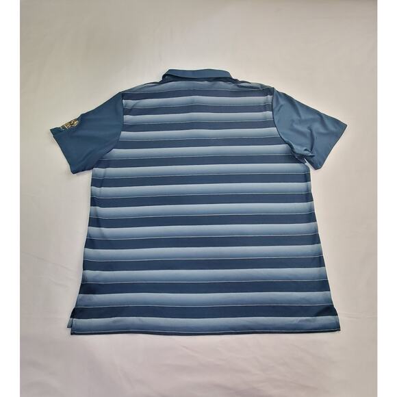 Adidas Sz XL Golf Polo Shirt Mens Blue Striped Performance Short Sleeve CA2 - Picture 8 of 8